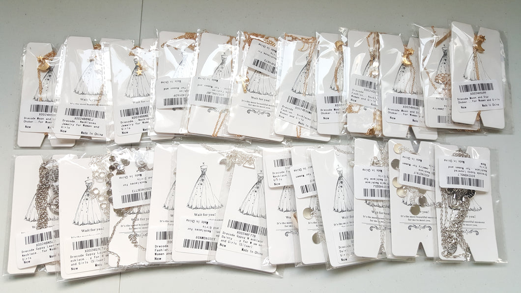 SL-002: Women's Card Packed Necklaces x 24 pcs - NEW - SMALL LOT