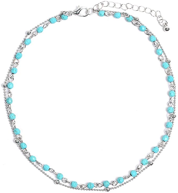 SL-094 Women's Turquoise Layered Choker Necklace x 20 units - NEW - SMALL LOT